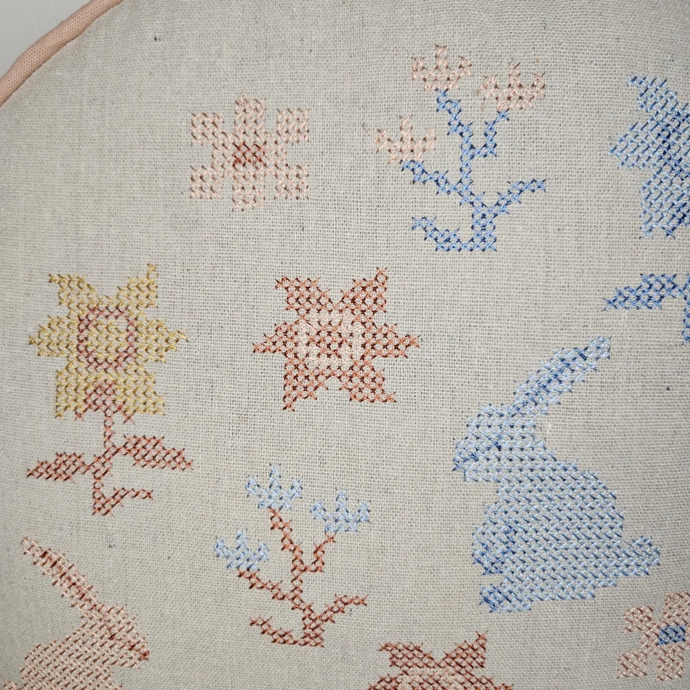 NWT Easter Bunny Cross Stitch Throw Pillow - Celebrate Together